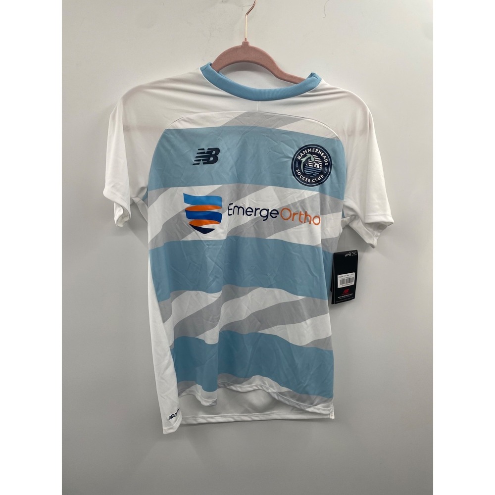 NWT New Balance‎ Hammerheads Hoop Jersey T-Shirt Boys YXL White Blue Pullover